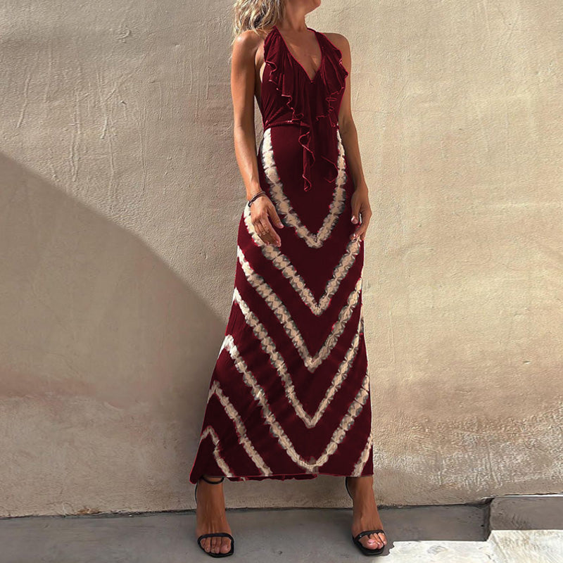 Halter Neck V-Neck Backless Dress main image 1