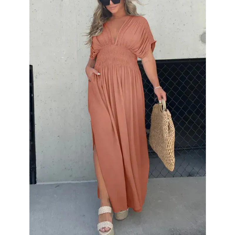 🔥50% OFF💗New Slit v-neck effortless maxi long dress-3pcs