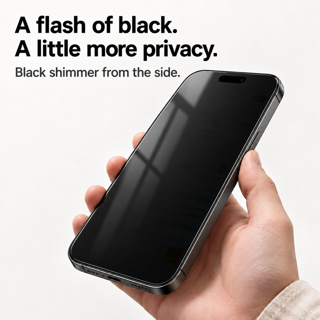 Black Shimmer Privacy Tempered Glass Screen Protector for iPhone
