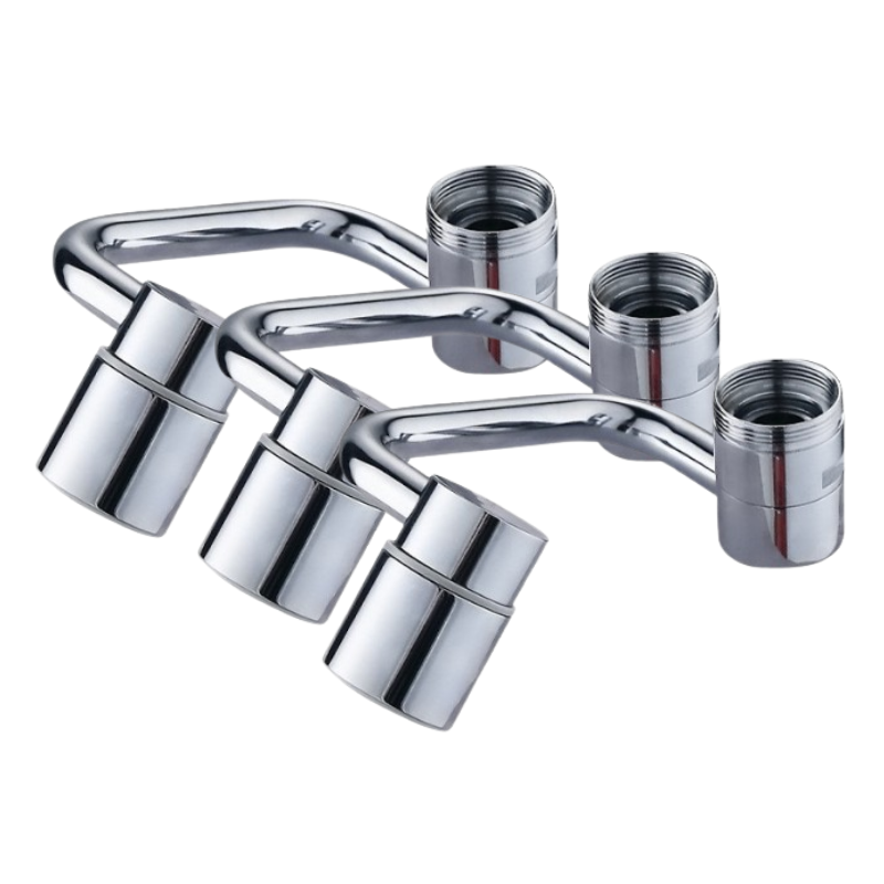 1440° splash-proof and universally rotatable faucet adapter