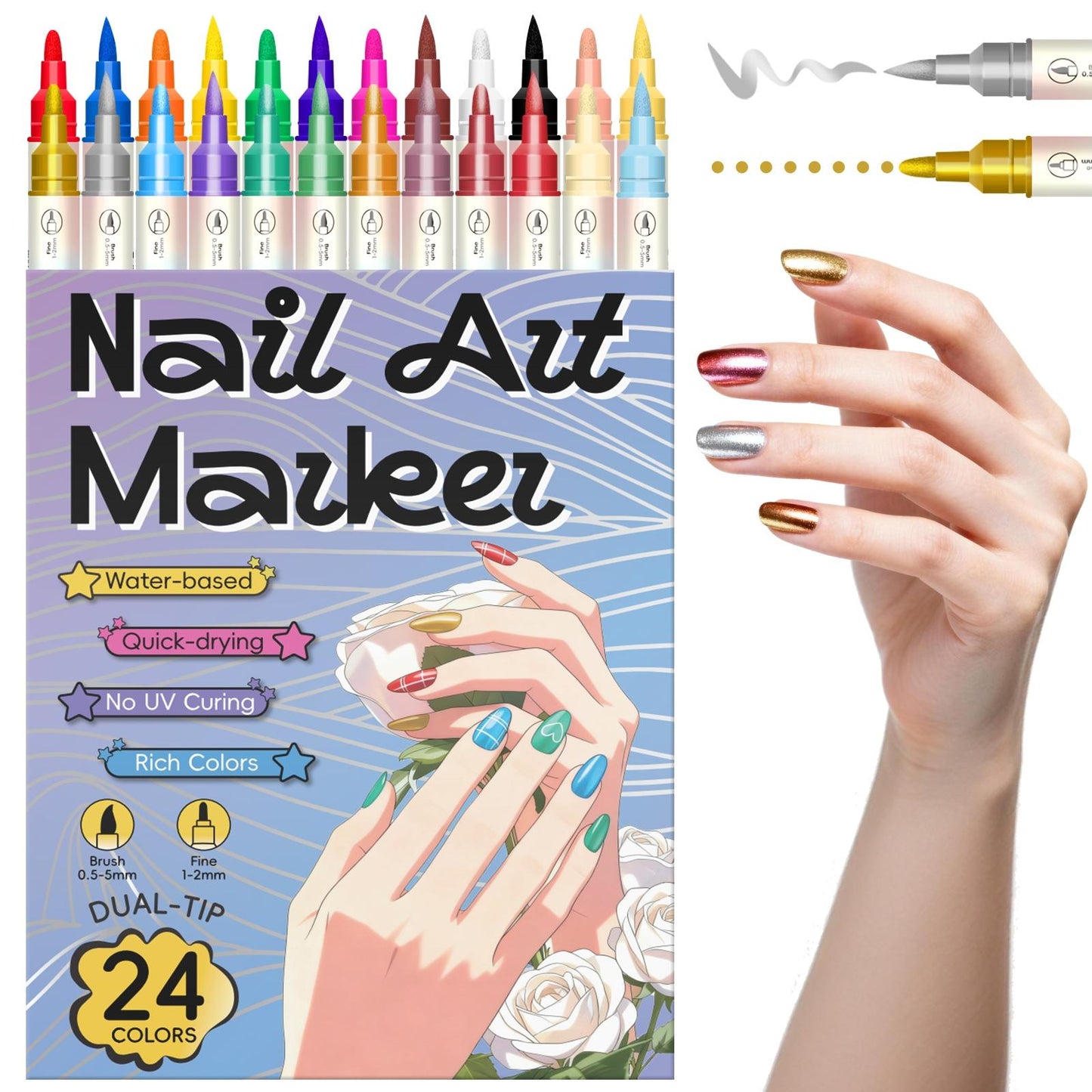 🔥Last Day 49% OFF💅✨Dual-Tip Nail Art Marker Pen Set– for Tire Painting, & Manicure🎨For Adults, Kids and Pets.
