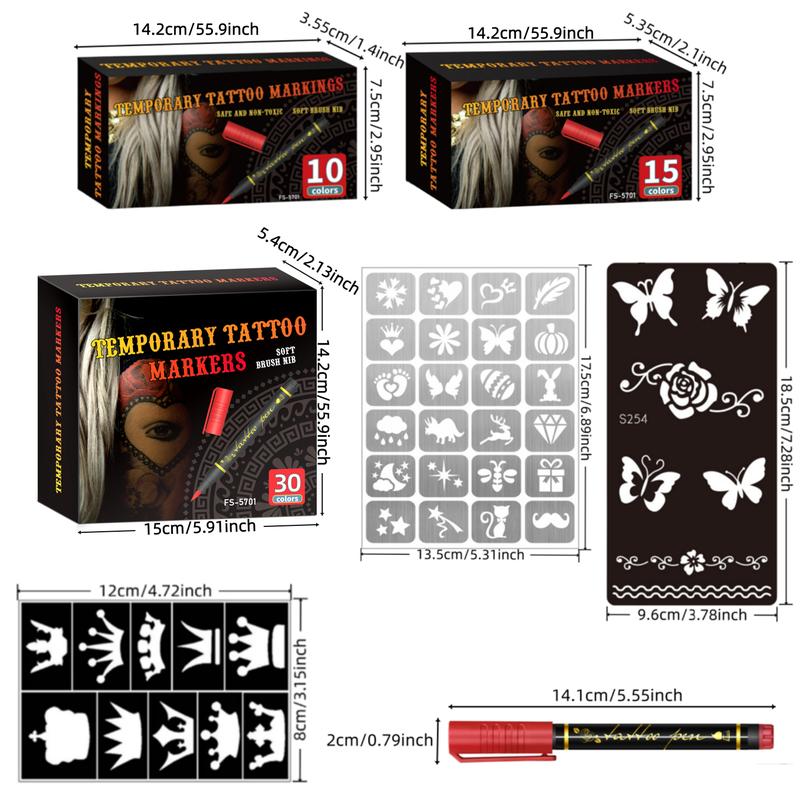 🎁🔥Last day sale 50% OFF🔥Cosmetic Grade Temporary Tattoo Markers for Skin, 10/15 Vibrant Colors Flexible Brush Tip Pens,, High Detail, Face Makeup Halloween, None Toxic, Office Stationery Writing Tool