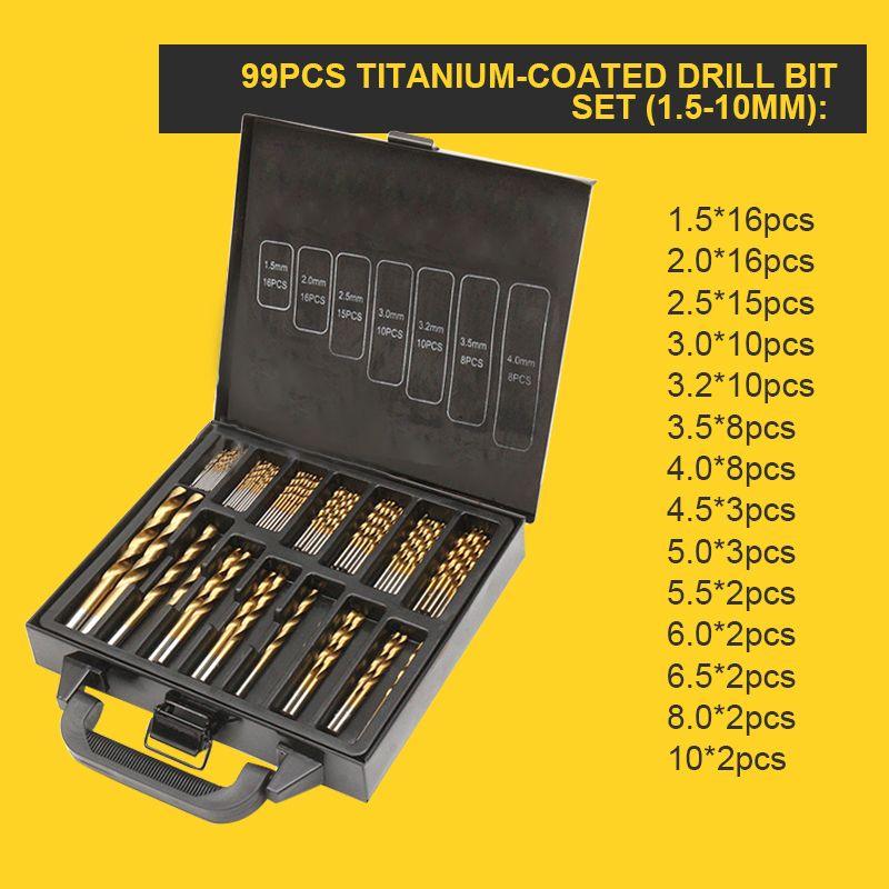 🔥High-efficiency tool favored by veteran craftsmen!Factory Outlet-100pcs Titanium Coated Drill Bit Set