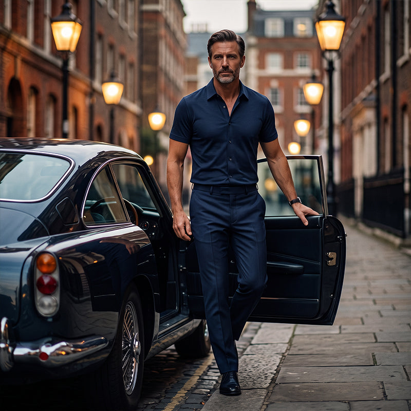 ๐58% OFF NOW! 2026 New Arrival Men's Lightweight 2-Piece Casual Suit โ Short Sleeve Button Down Shirt & Modern Slim Fit Dress Pants Set, Moisture Wicking Breathable Fabric All-Day Comfort Outfit for Business Daily Vacation