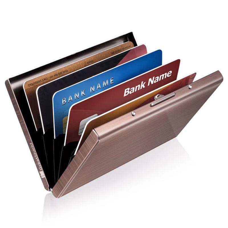 RFID Blocking Stainless Steel Card Holder, Slim Portable Anti‑Theft Metal Credit Card Case