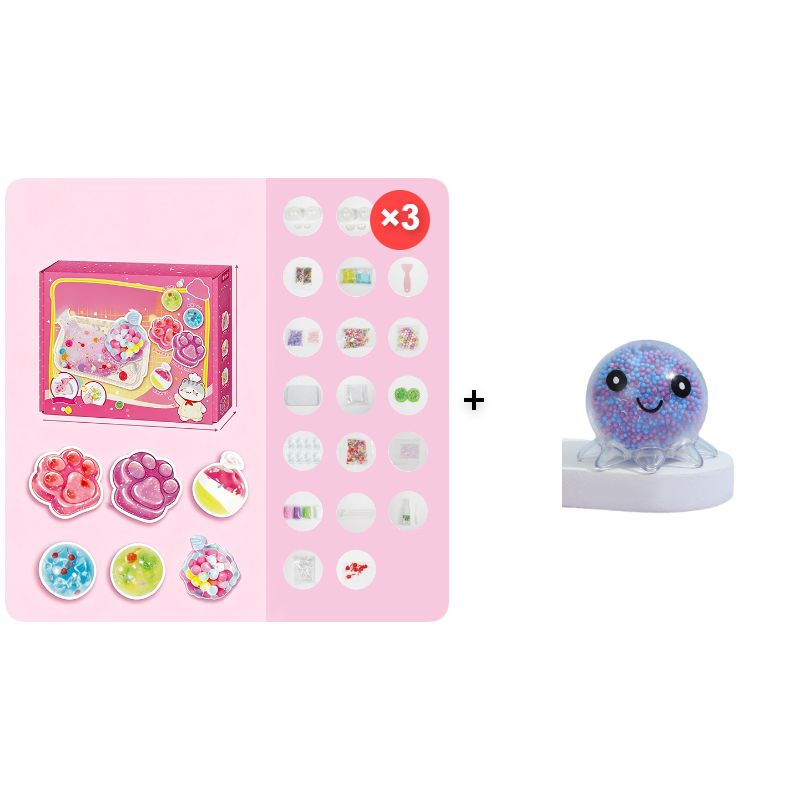 🧁DIY Fried Ice Squishy Toy Kit with Cat Claw Design for Kids
