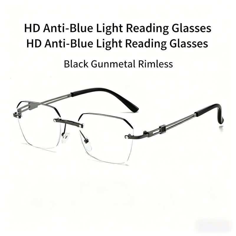 ⏳LAST DAY SALE ONLY£9.99!!🔥Frameless Blue Light Blocking Glasses – Ultra-Light Titanium Build, Anti-Glare Lens 👓