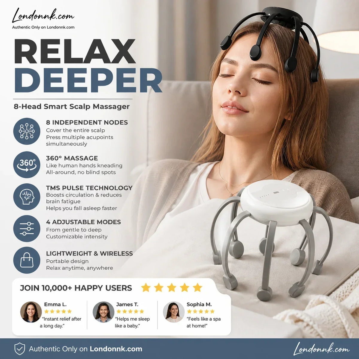 🐙 LIMITED-TIME 50% OFF! 💆♂️ Intelligent Octopus Head Massager – Relaxing Kneading, Multiple Modes & Portable Design 🔋