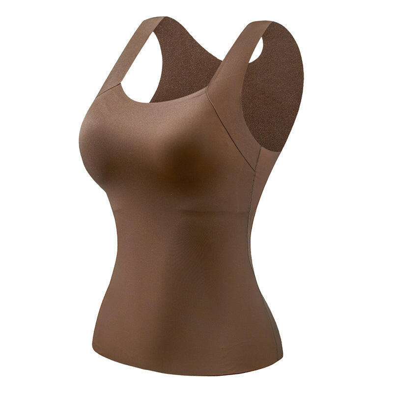 2-Piece SetđWomenâs U Neck Thermal Tank Tops with Built-In Bra