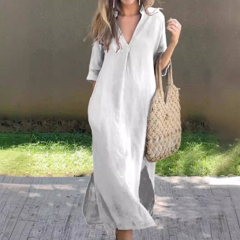 🔥Last Day Sale 50%🔥Elegant V-Neck Slit Dress