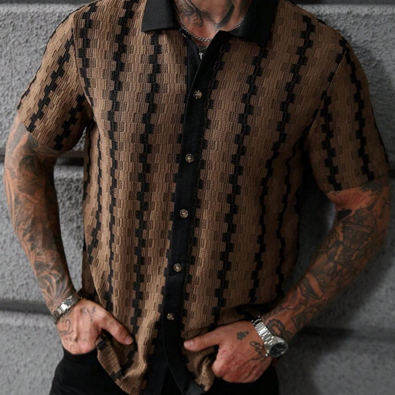 📢📢56% OFF !! ⏰Men's Short Sleeve Retro Geometric Knit Shirt