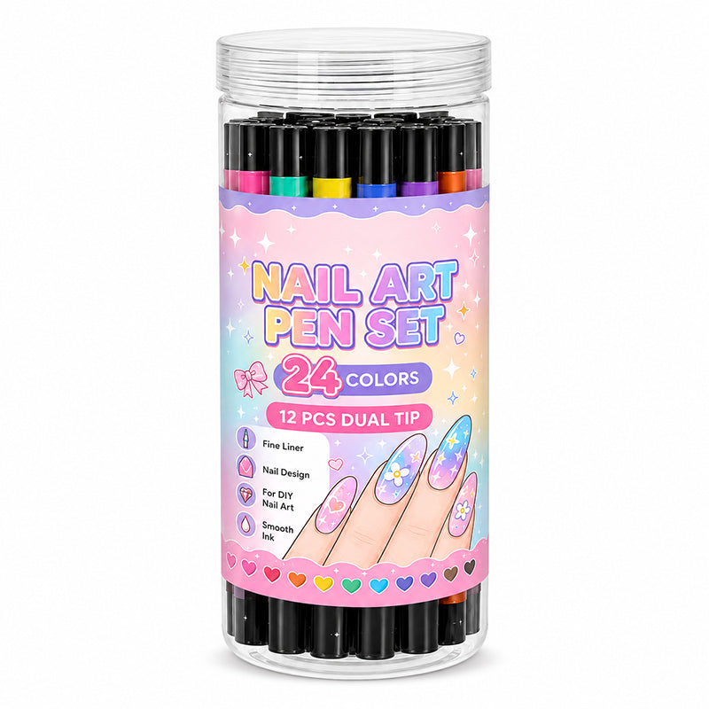 💥 24 Colors Dual Ended Nail Art Pens Set – Creative, Salon‑Quality, Easy DIY ✨