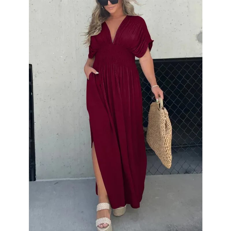 🔥50% OFF💗New Slit v-neck effortless maxi long dress-3pcs