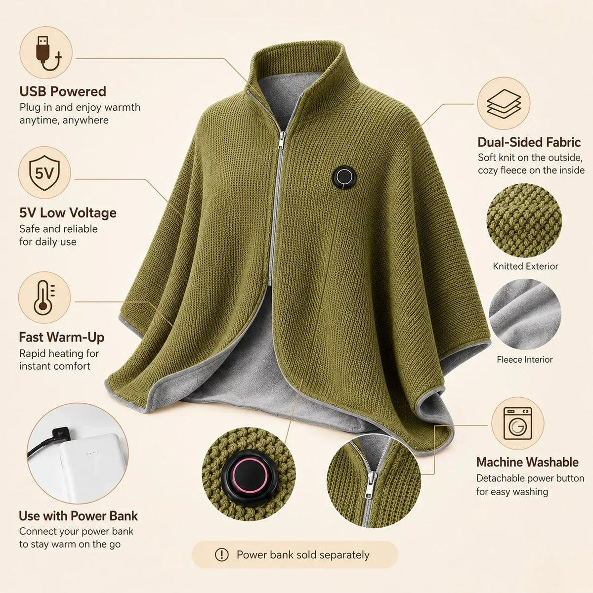 🔥50% OFF! ❄️ Stay Warm All Winter — Portable Electric Heated Blanket Shawl