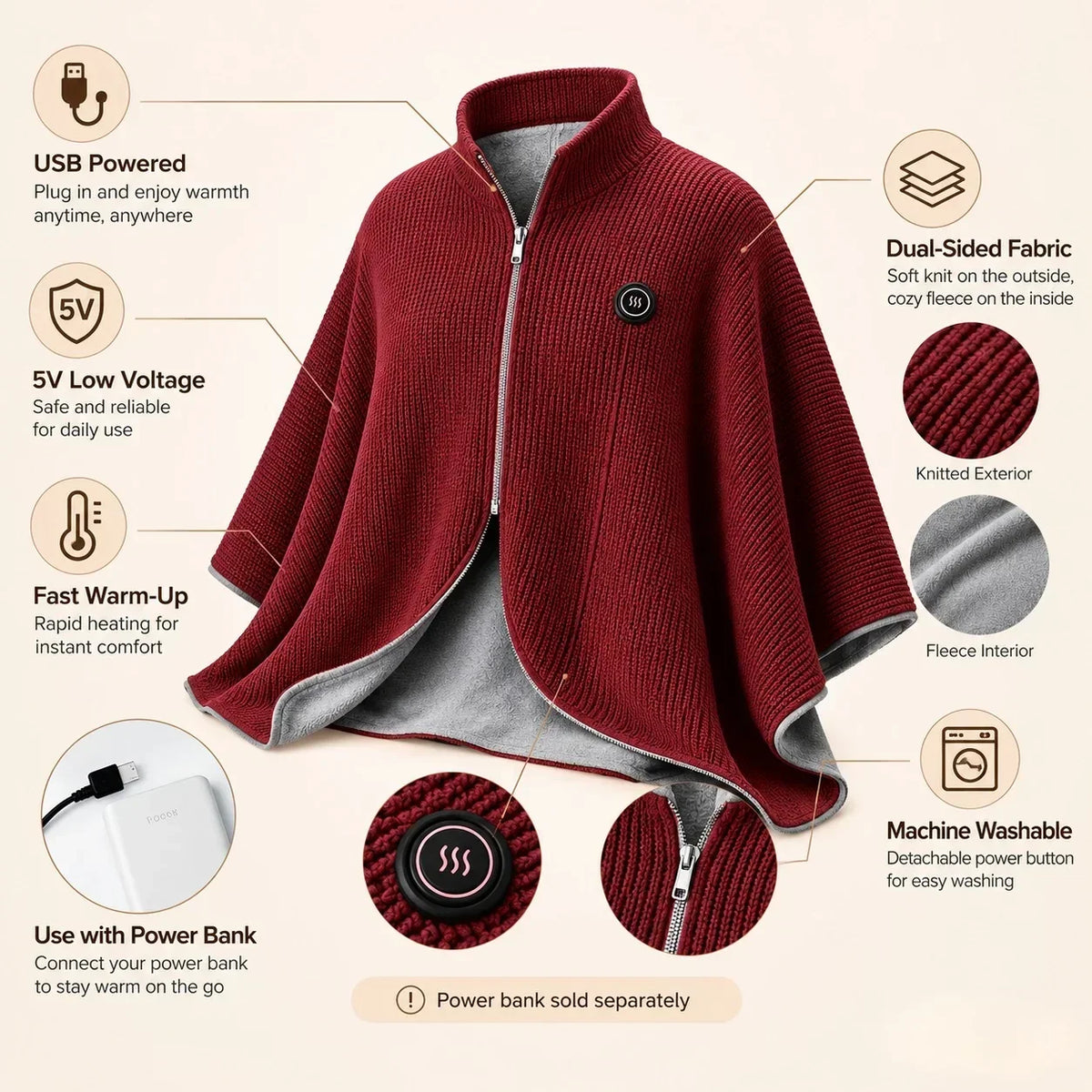 🔥50% OFF! ❄️ Stay Warm All Winter — Portable Electric Heated Blanket Shawl