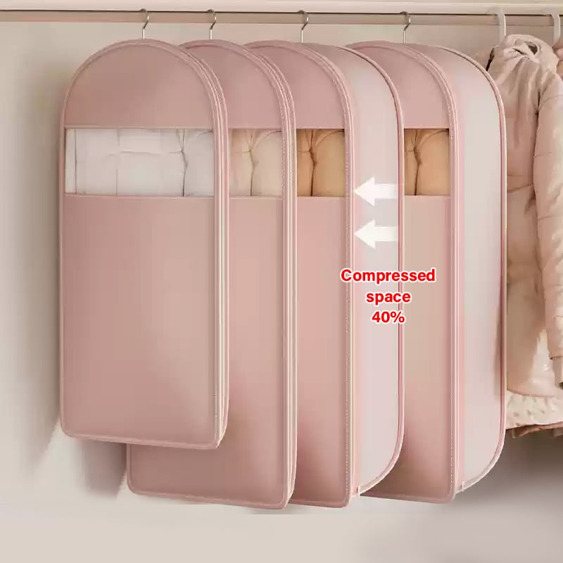 🔥2025 Space Saving Hanging Garment Bag with Self Compression Zipper