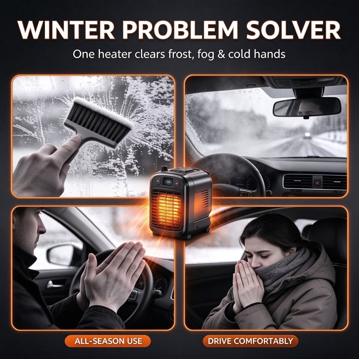 🔥2-in-1 Portable Car Heater and Windshield Defroster