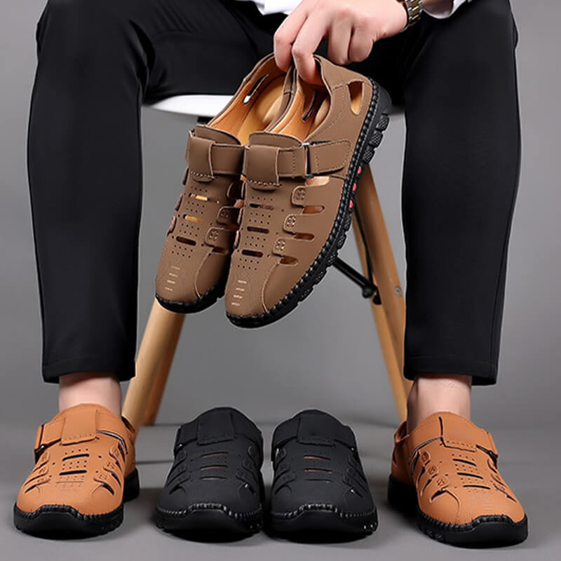💗Limited Time Half Price Offer💗Stylish Leather Hollow Sandals（The more you buy, the higher the discount）