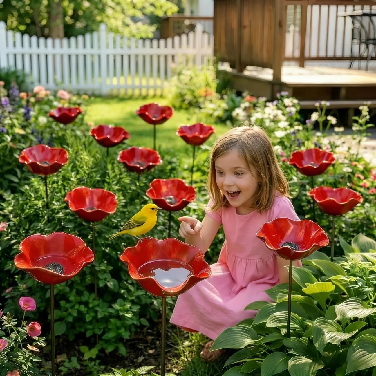 💖🎁 Mother's Day gifts for 2026 with 40% off 🎁Handcrafted metal garden stake featuring a flower and a bird 🐦