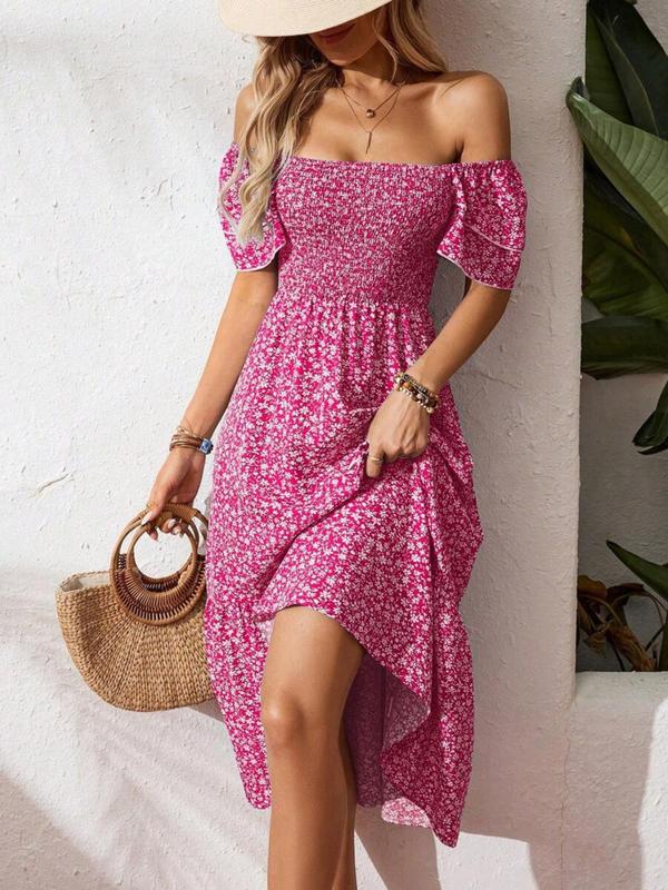 🌈2026 Summer Hot Sale 51% OFF!✨Square Neck Floral Midi Dress – Smocked Bodice, Flowy Tiered Skirt🌸1