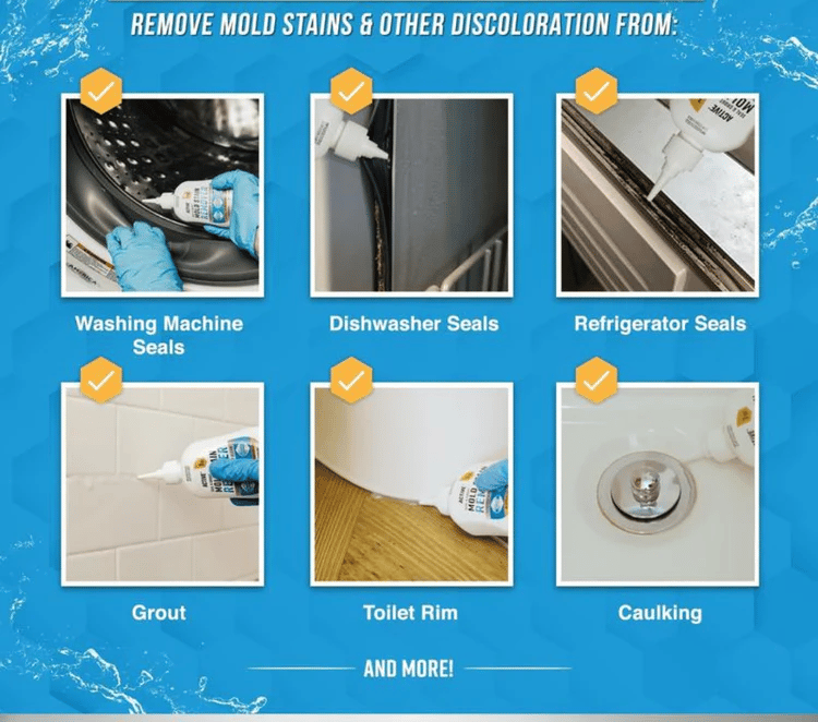 🔥LIMITED SALE 55% OFF!!💥Mold Remover Gel with Scrub Brush – Heavy Duty Mildew Stain Cleaner for Washer Gasket, Shower Caulk, Tile Grout & Bathroom