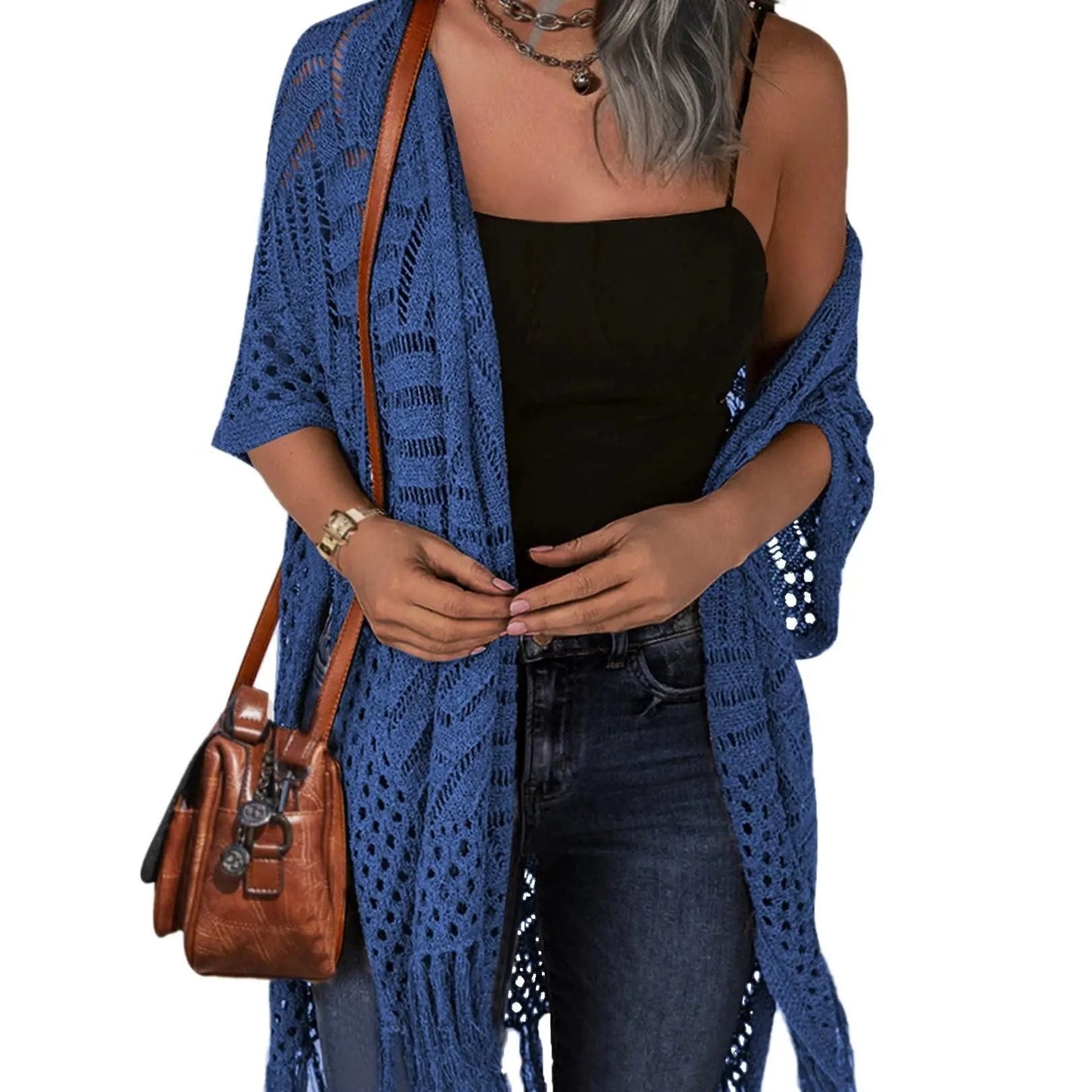 🔥 Limited-Time Offer😍Women’s Oversized Knit Cardigan – Lightweight Crochet Tassel Kimono for Spring & Summer 🌸