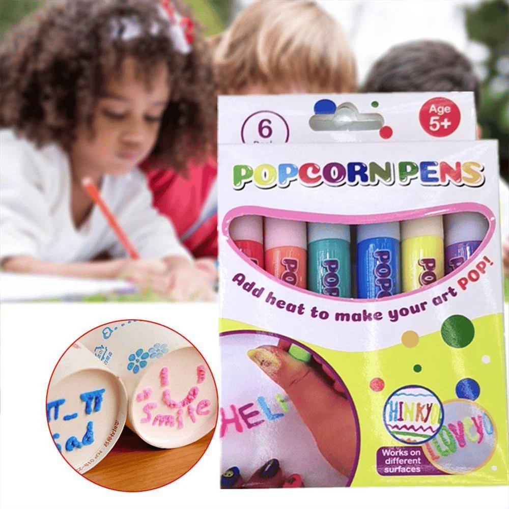 🖍️Magic Puffy Bubble Pens, Heat Activated Popcorn Pens DIY 3D Art Marker for Kids Crafts