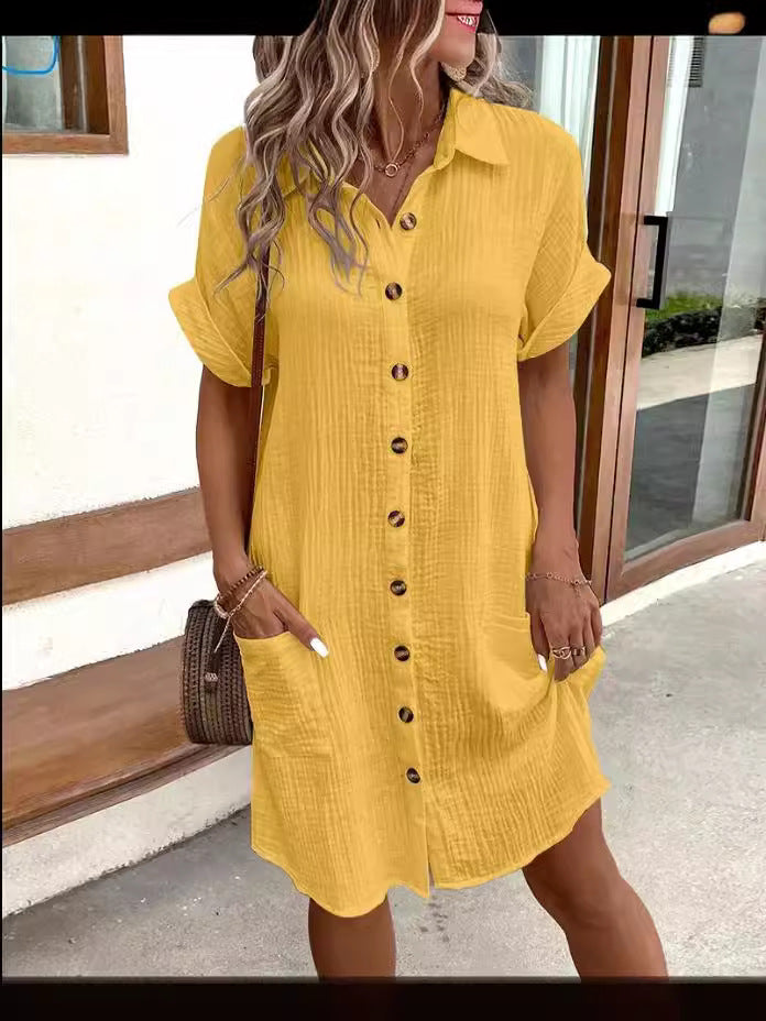 💎LAST DAY SALE ONLY￡14.99!!💎✨Women’s Summer Midi Dress – Breezy, Flattering & Effortlessly Chic! Lightweight Button-Down with Pockets 🇬🇧☀️