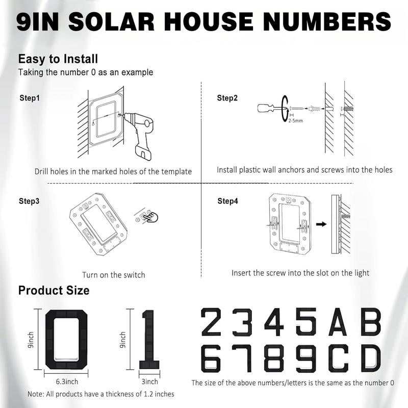 🔥Solar Lighted House Numbers LED Numbers, Waterproof for Outside