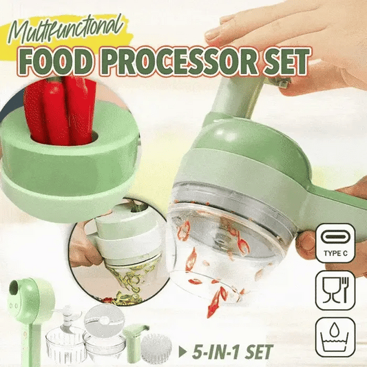 4-in-1 manual electric vegetable cutter set|Multifunction cordless food processor