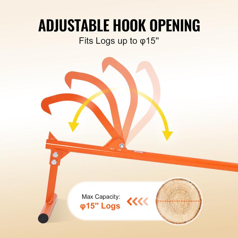 🔥VEVOR 46.5-Inch Carbon Steel Log Lifter - Heavy-Duty Forestry Tool for Log Handling with Adjustable Hook & Rubber Grip