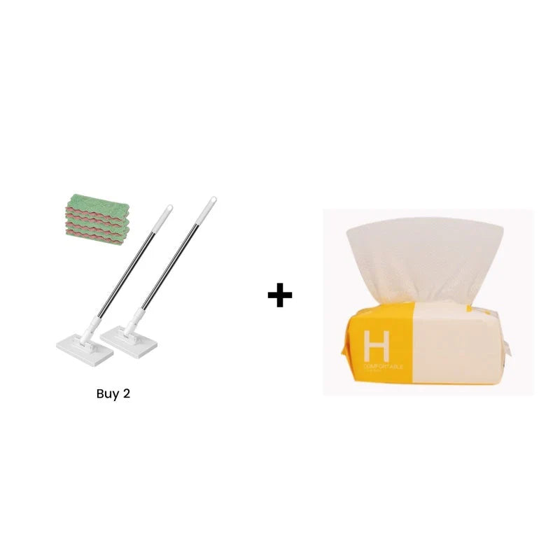 🔥2026 Hot Sale 50% OFF🔥Flat Mop with Stainless Steel Handle, come with Reusable Washable Mop Cloths🏆