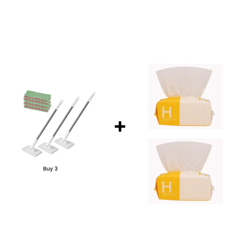 🔥2026 Hot Sale 50% OFF🔥Flat Mop with Stainless Steel Handle, come with Reusable Washable Mop Cloths🏆