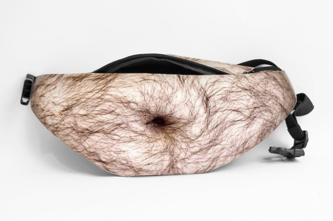 🥳Dadbag | Realistic Fake Beer Belly Bum Bag | Funny Dad Bod Waist Pack | Novelty Gag Gift for Men | With Belly Button & Hairy Chest | Adjustable Black Strap