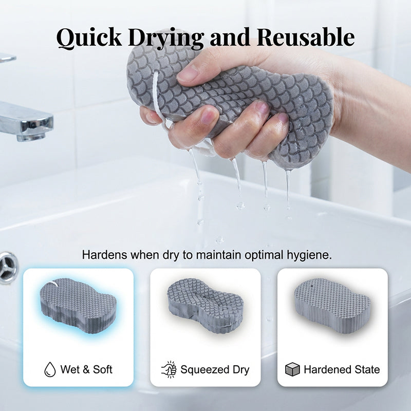 【Set of 4】Dual-Sided Exfoliating Bath Sponge