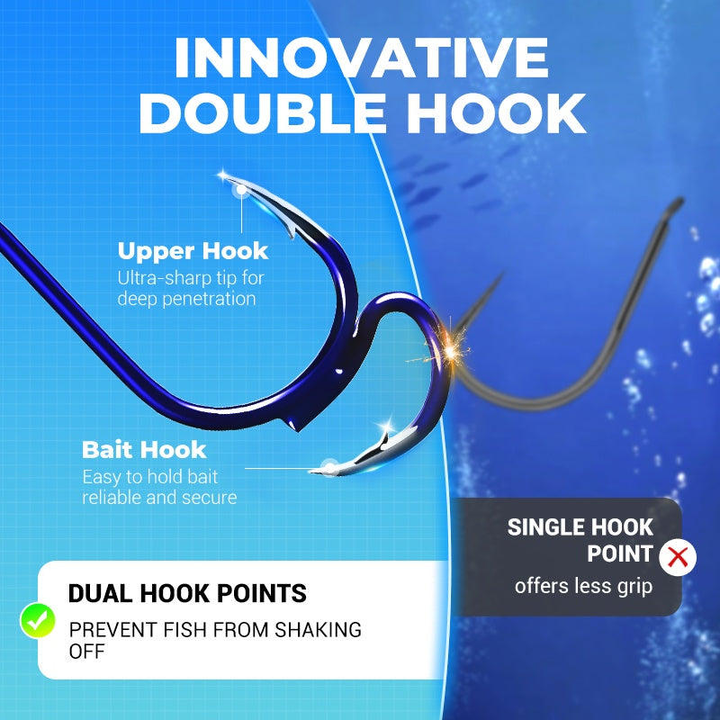 🎣 Double Fishing Hooks | Sizes #3–#12