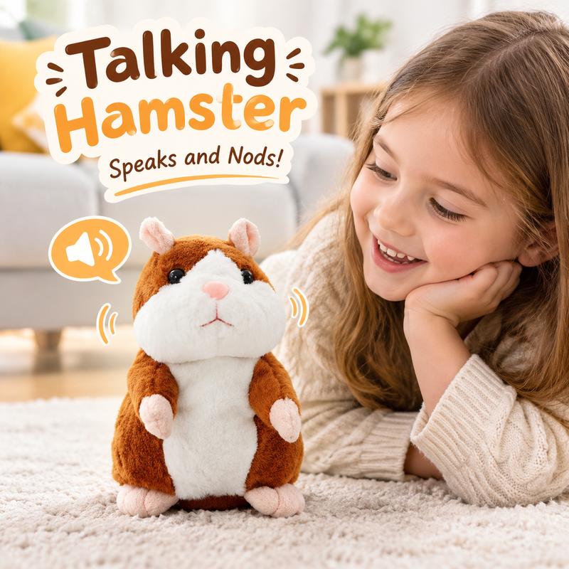 🐹 Last Day Special Price £9.99！✨Talking Hamster Plush – repeats whatever you say, auto head-shaking, hilarious fun for kids & adults.🎁