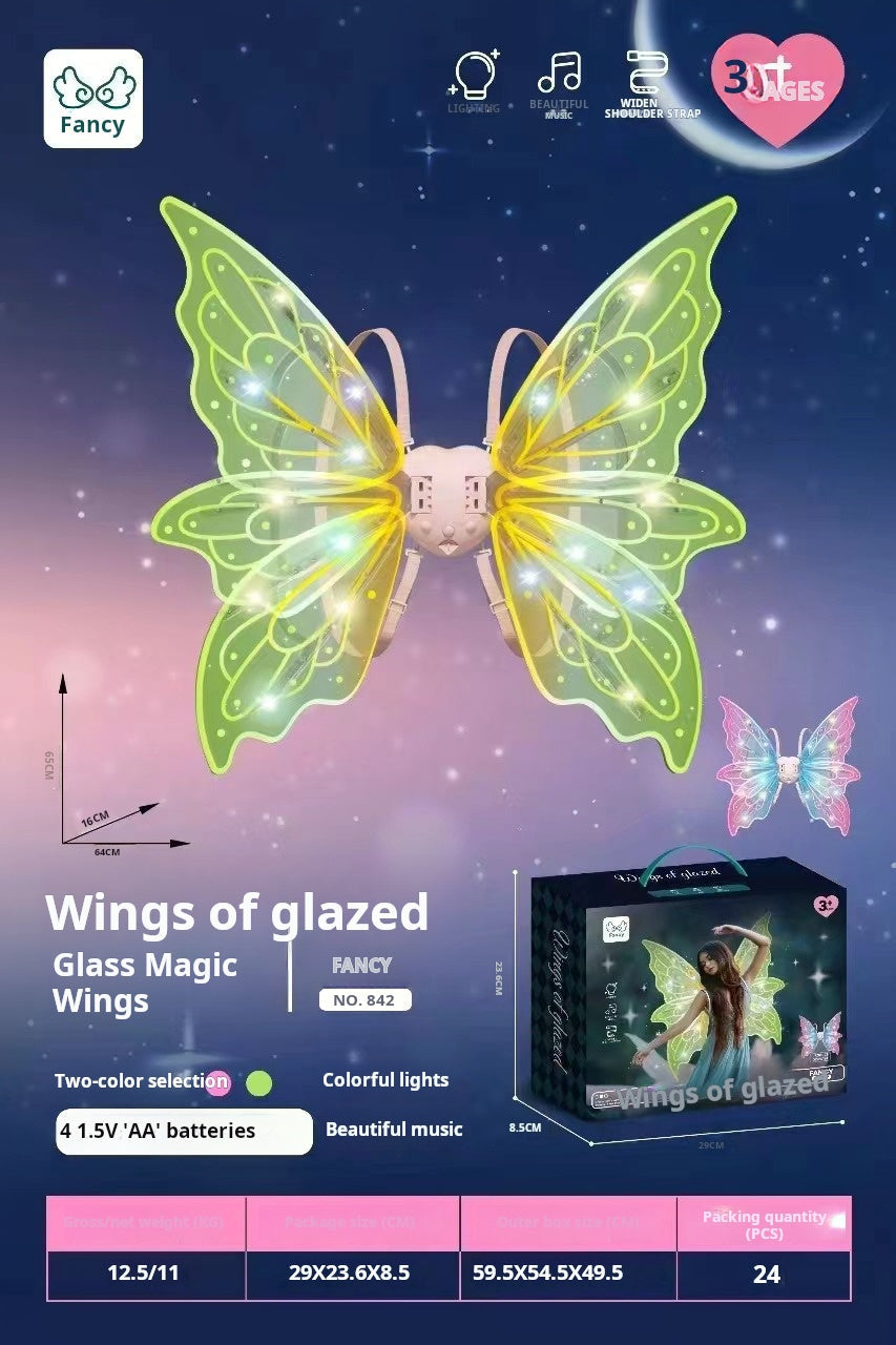 🎀🎁Rechargeable Electric Fairy Wings with LED Lights and Music🎀🎁