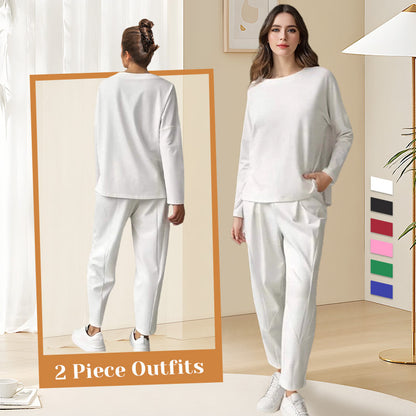 💎 55% OFF! 💎Round-Neck Long-Sleeved Top ＆ Pants 2-Piece Set | Wrinkle-Free & Breathable |