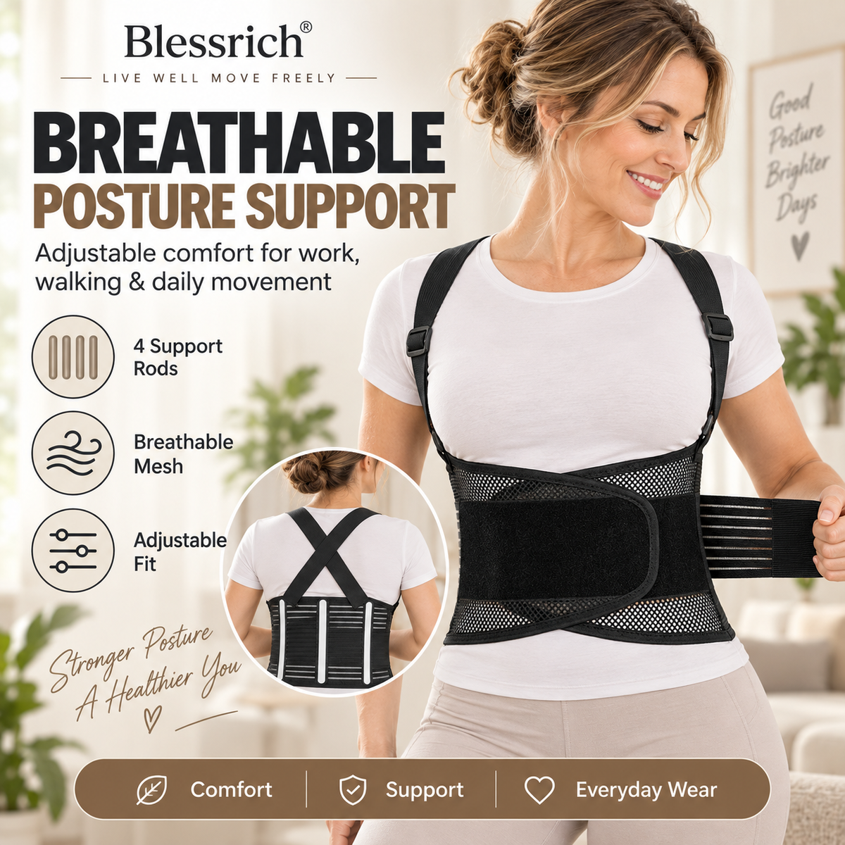 📢📢50% OFF !! ⏰Breathable Posture Corrector - Back Pain Relief & Tummy Control