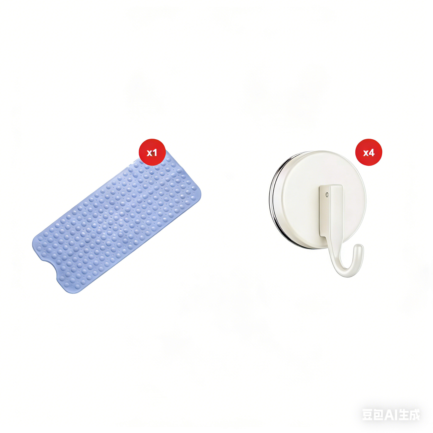 ZENO Bath Mat 100x40cm | Non-Slip Anti-Mould | 200 Suction Cups with Drain Holes | Large Rubber | Machine Washable & Durable