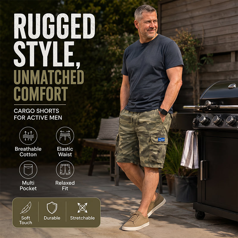 🩳 LIMITED-TIME 52% OFF! ✨ Men's Casual Relaxed Fit Cargo Shorts – Multi-Pockets, Breathable, Rugged 🌲