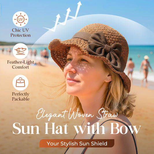 🎀 52% DISCOUNT 👒 | Straw Hat with Retro Bow – Foldable & Breathable for Summer