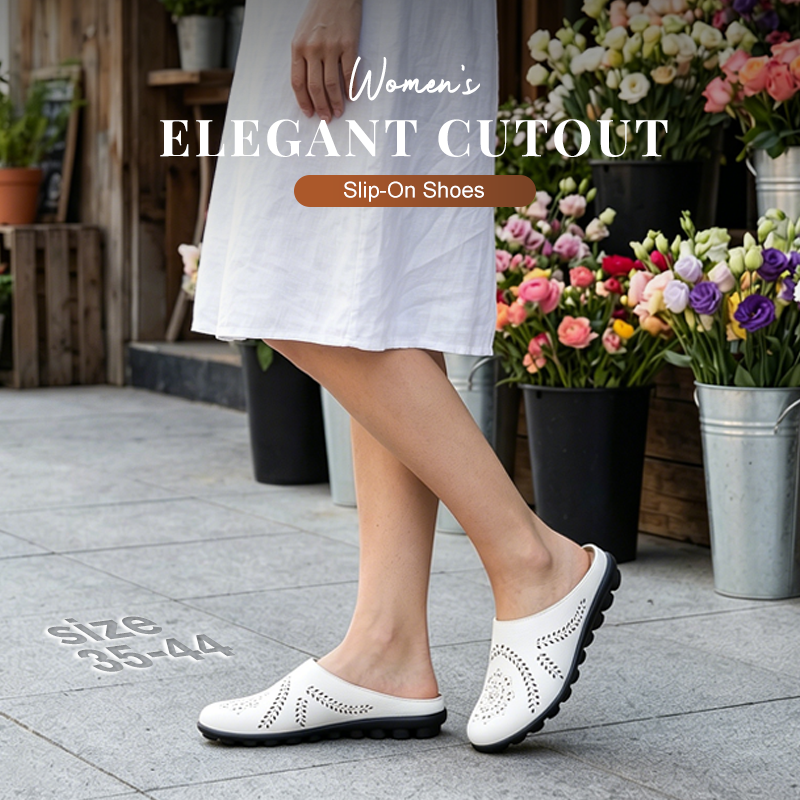 Loose-fitting slippers with a floral cutout, suitable for all foot types