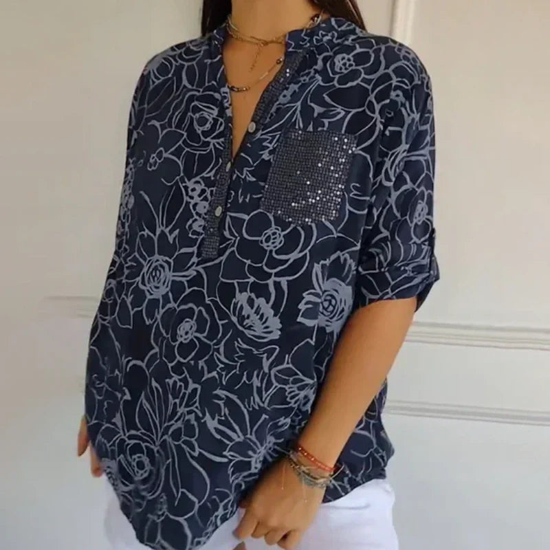 🌸50K+ Women Love It | 50% OFF | Printed Blouse for Daily Elegance – Floral, Soft, S-4XL ✨