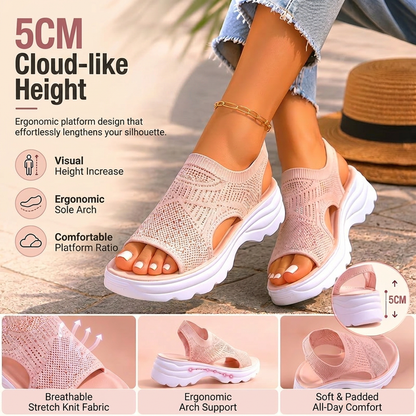 🎁Women's Breathable Knitted Platform Sandals – Comfortable Summer Wedge Sandals, Non-Slip & Lightweight