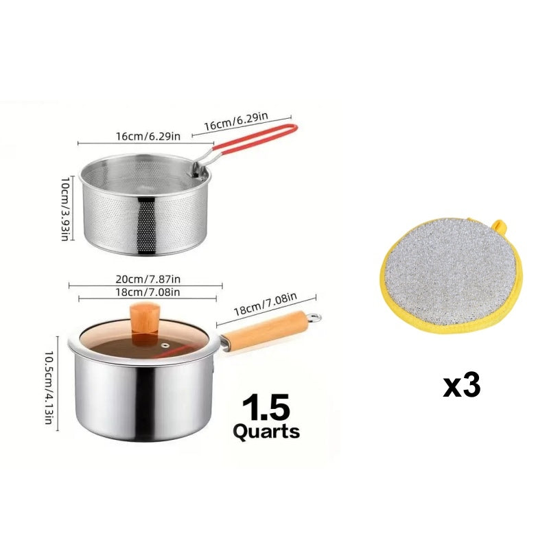 Multifunctional 304 Stainless Steel Frying Pot