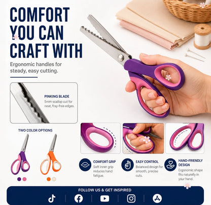 🧵 Cut Through Layers Without Hand Strain – Premium Stainless Steel Pinking Shears. Ergonomic Soft-Grip. Free UK Delivery