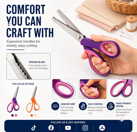 🧵 Cut Through Layers Without Hand Strain – Premium Stainless Steel Pinking Shears. Ergonomic Soft-Grip. Free UK Delivery