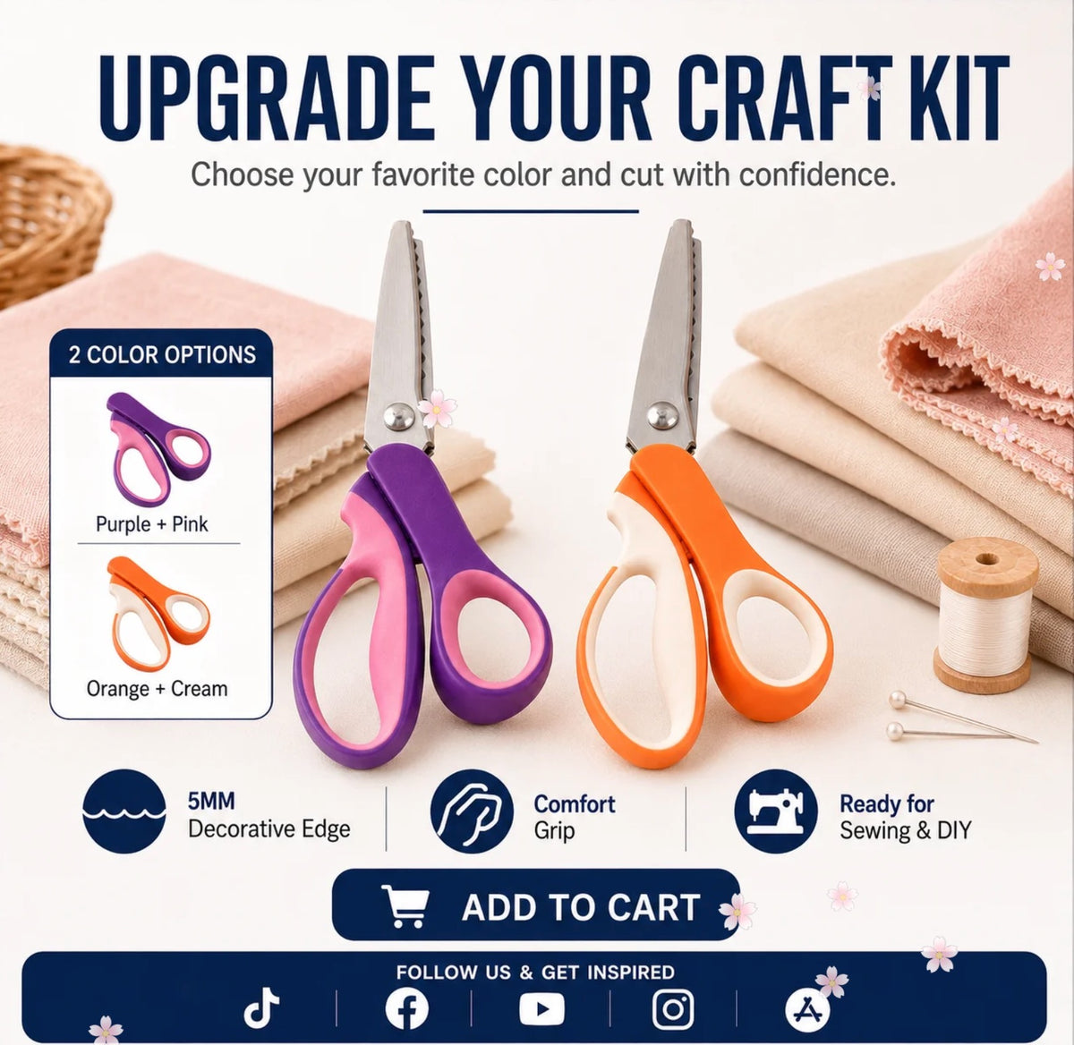 🧵 Cut Through Layers Without Hand Strain – Premium Stainless Steel Pinking Shears. Ergonomic Soft-Grip. Free UK Delivery
